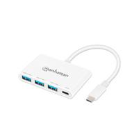 HUB USB-C,MANHATTAN,168434, 3 PTOS A + 1 PTO C PD, 5GBPS, BLANCO HUB USB-C,MANHATTAN,168434, 3 PTOS A + 1 PTO C PD, 5GBPS, BLANCO